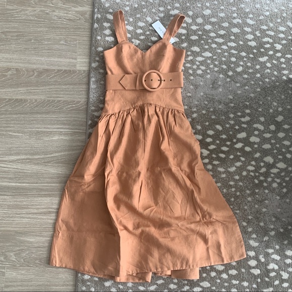 Shona Joy Rosa Linen Midi Dress Desert Rose Size 2 - Picture 5 of 8